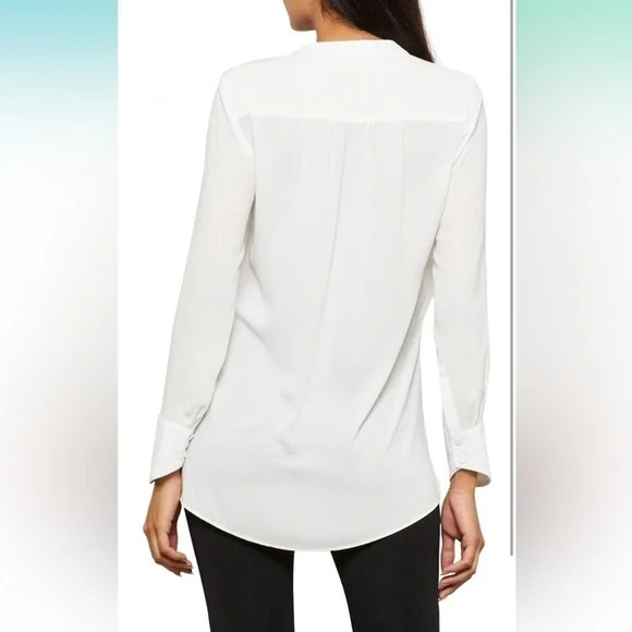 BCBGMAXAZRIA Women's Relaxed Long Sleeve Faux Wrap Blouse - Picture 3 of 7